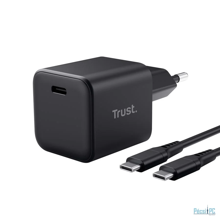 Trust Maxo Ultra-small 65W USB-C GaN Charger 2m cable Black
