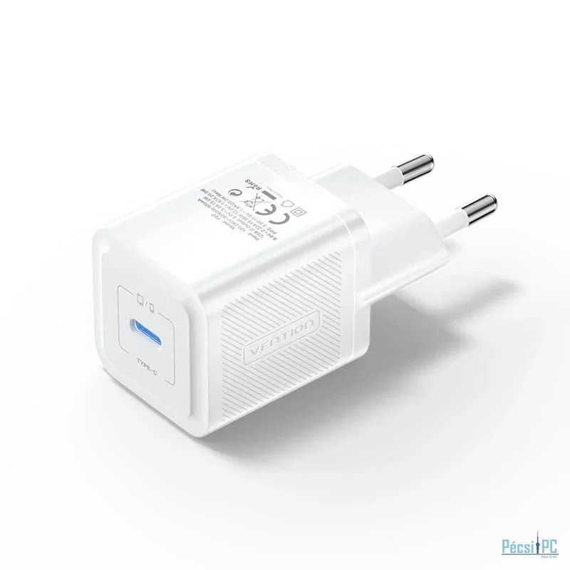 Vention 1-Port USB-C GaN Charger 20W EU-Plug White