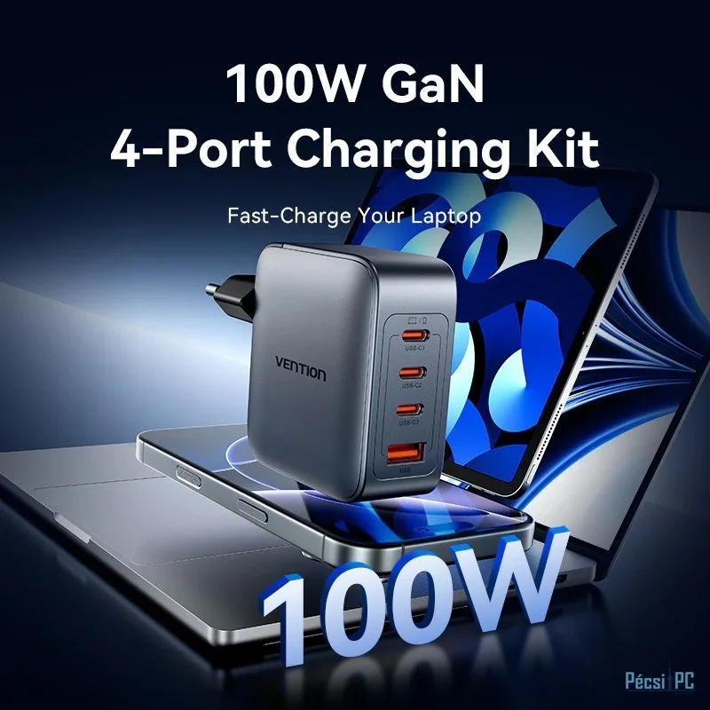 Vention 4-Port USB GaN Charger Grey