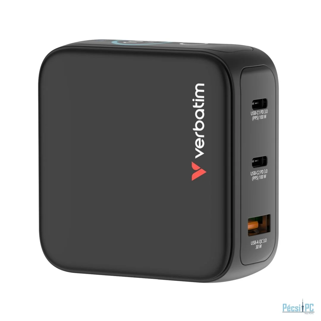 Verbatim Mini GaN Charger with Display 100W 3-Port Black