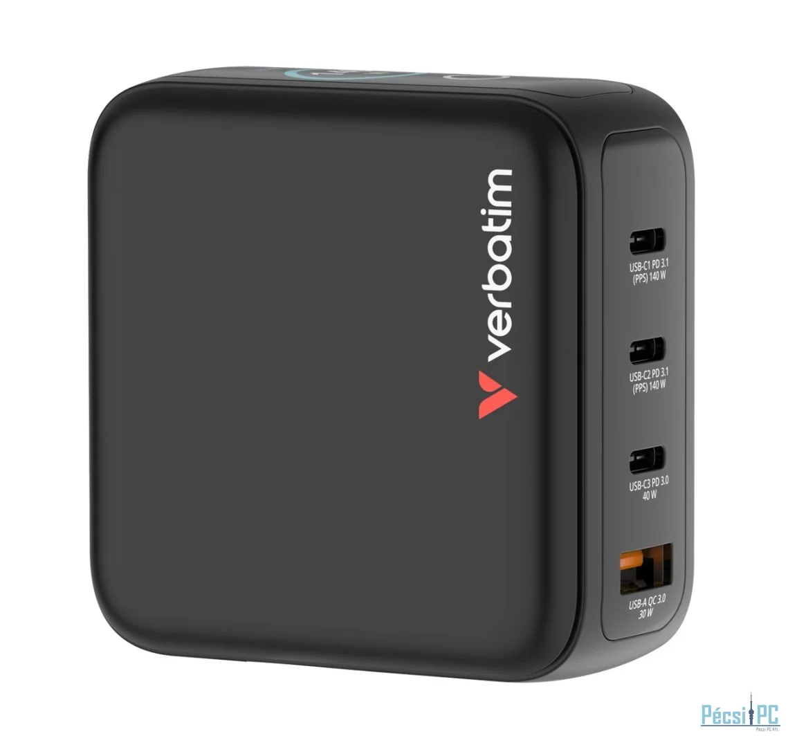 Verbatim Mini GaN Charger with Display 140W 4-Port Black