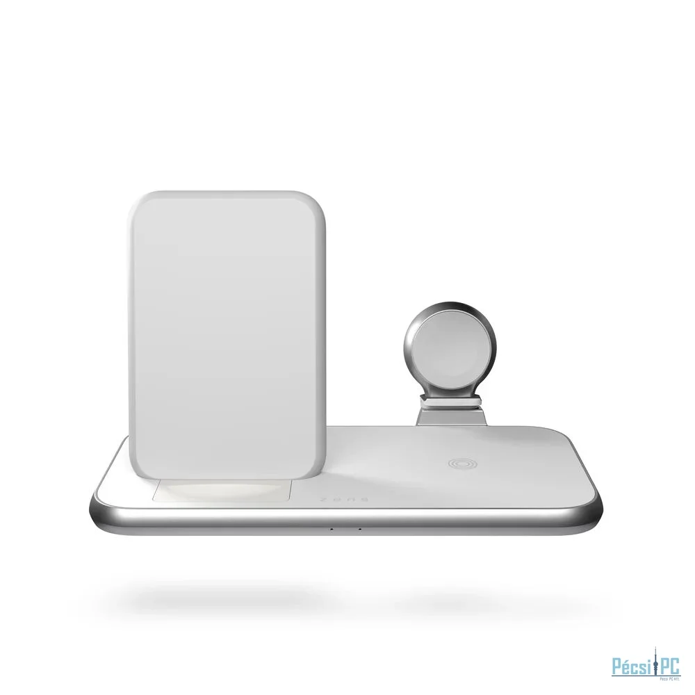 Zens 4-in-1 Stand + Watch Wireless Charger Aluminium White