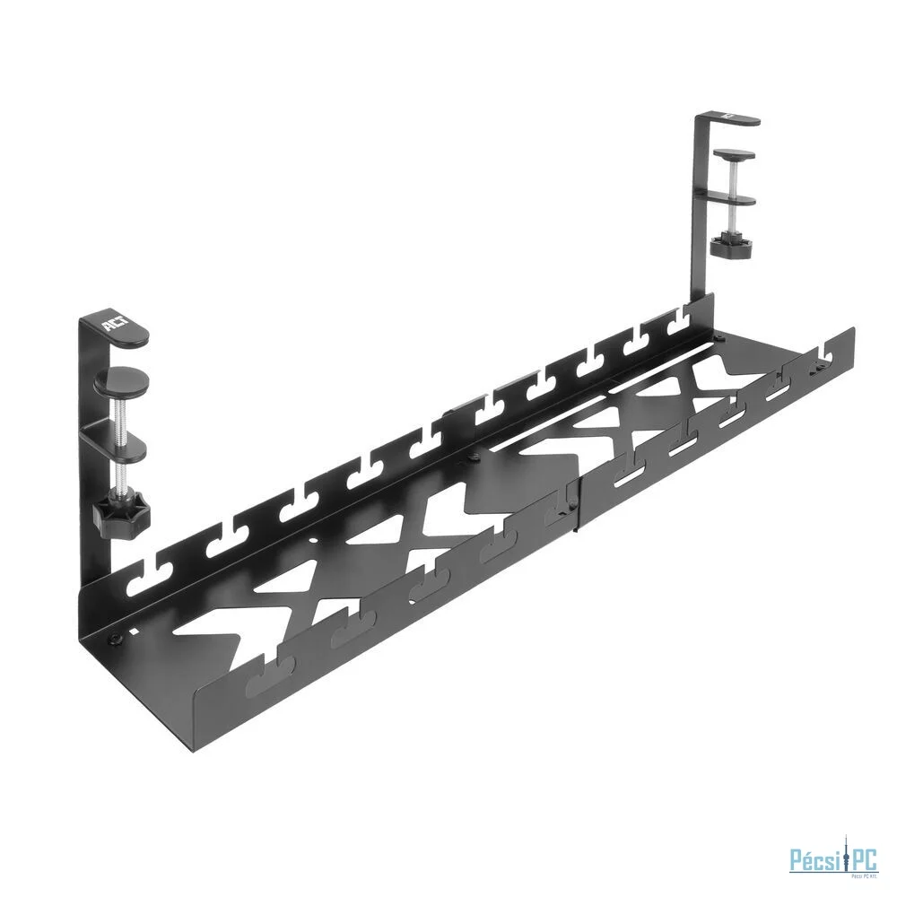 ACT Under-desk extendable cable management tray with clamp mount 43 - 72cm Black
