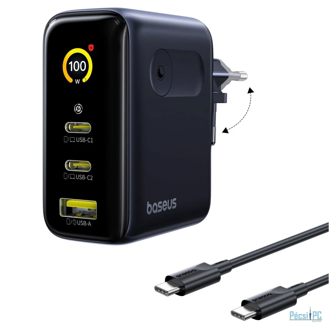 Baseus PicoGo AE21 Charger 2C+A 100W Black + Type-C 1.5m Black