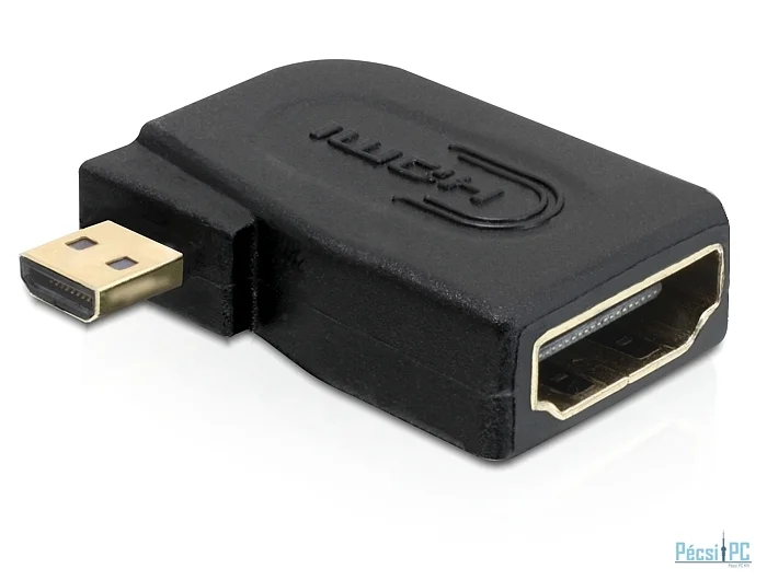 DeLock Adapter High Speed HDMI with Ethernet - micro D male > A female angled sideways
