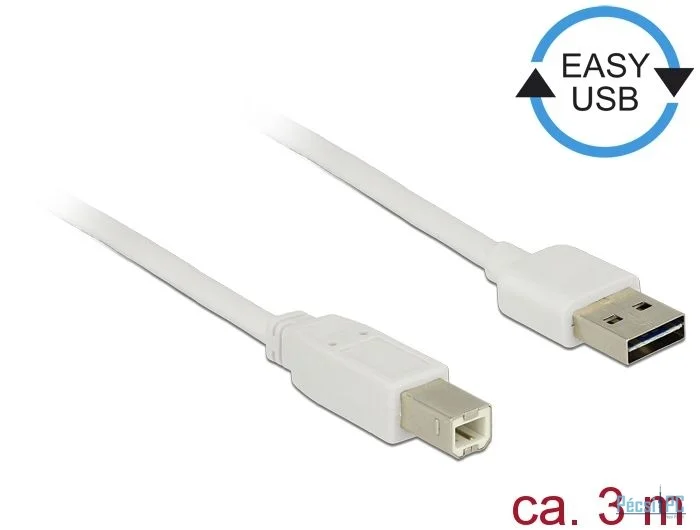 DeLock EASY-USB 2.0 Type-A male > USB 2.0 Type-B male 3m white