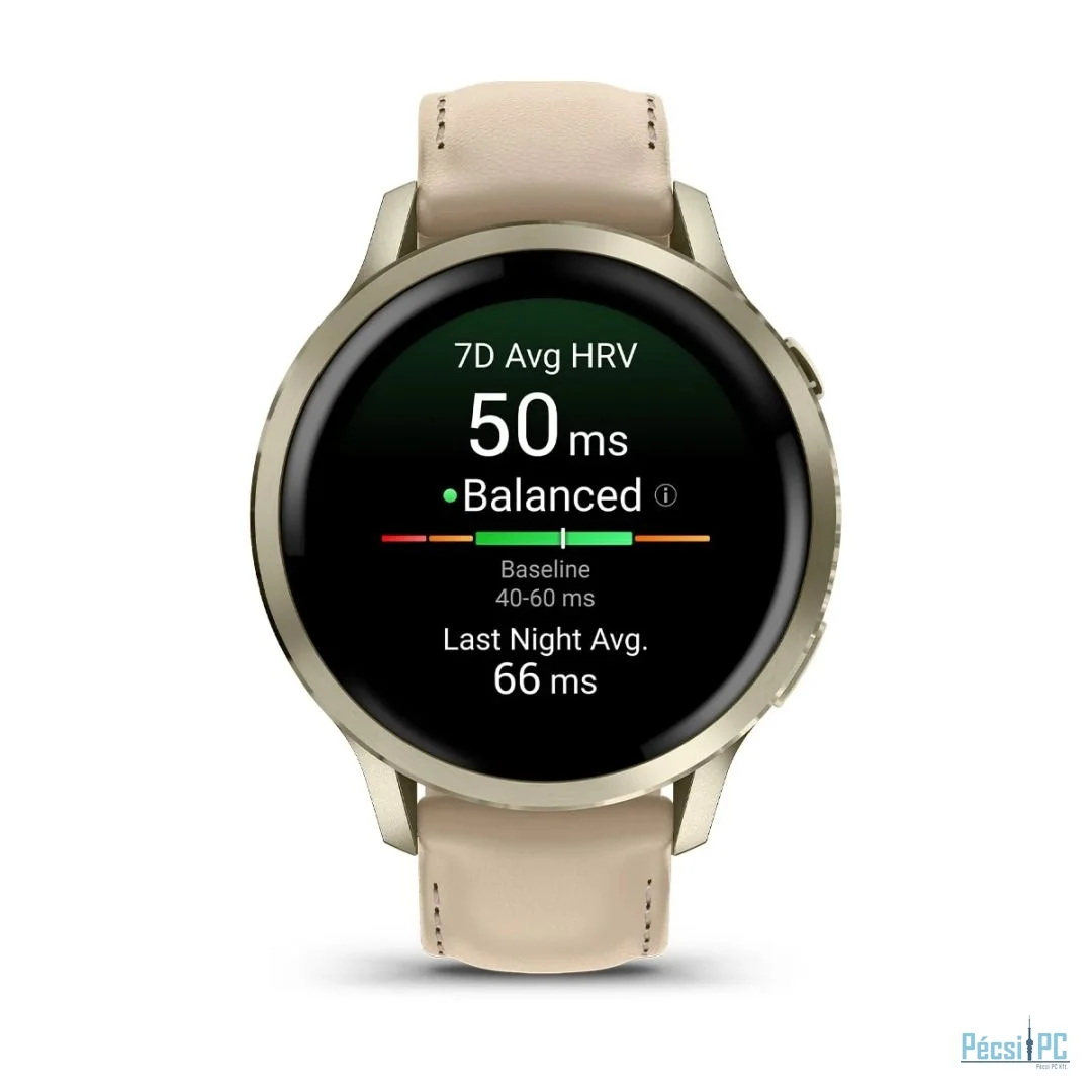 Garmin Venu 4 41mm Lunar Gold with Sand Leather Band