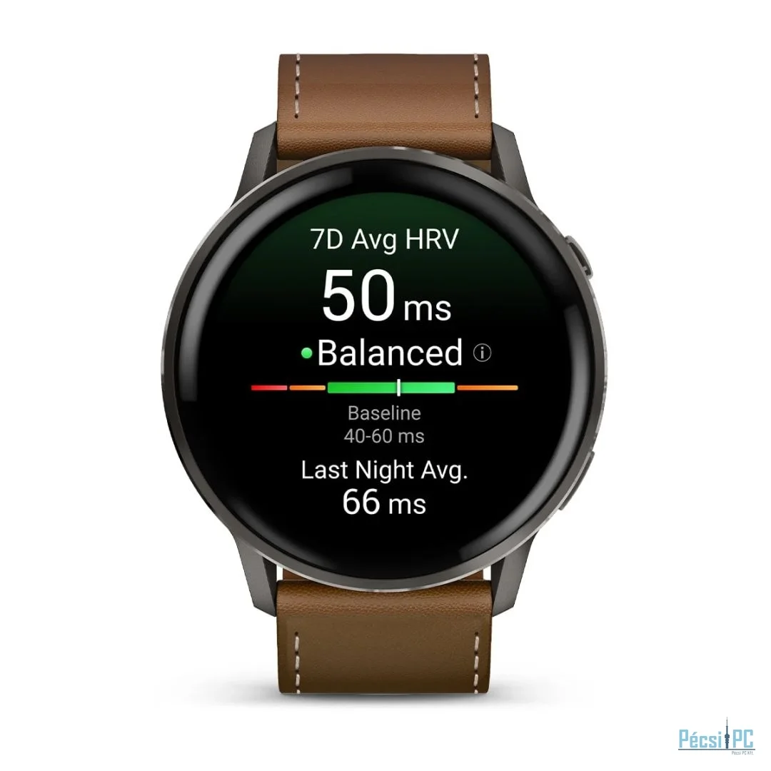 Garmin Venu 4 45mm Slate with Brown Leather Band
