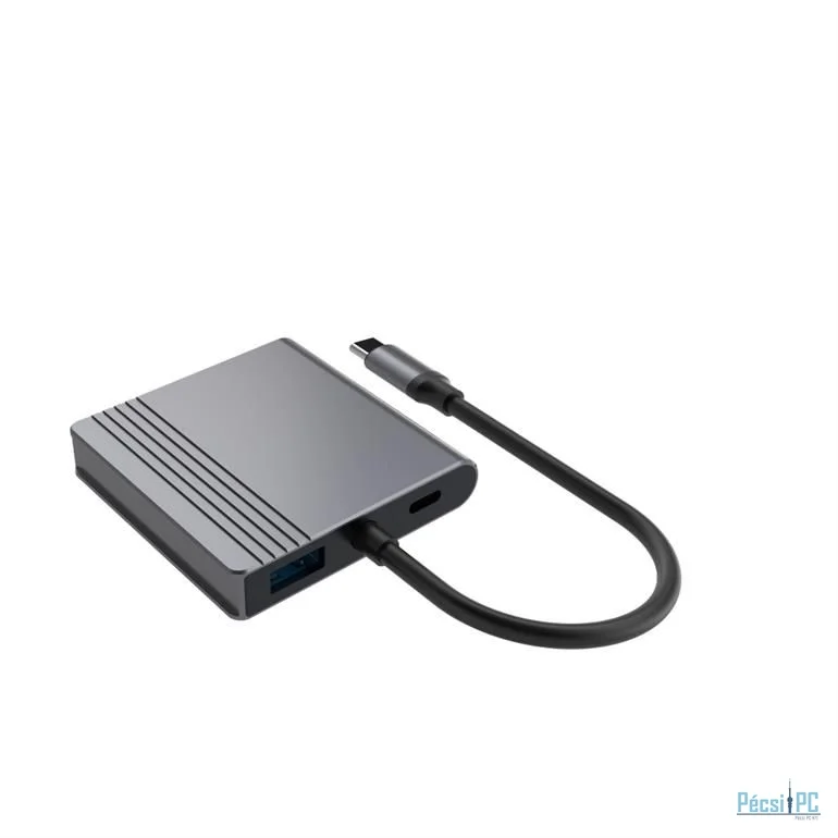 Gembird A-CM-COMBO3-04 USB Type-C 3-in-1 Multi-Port Adapter Space Grey