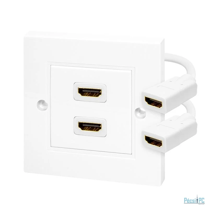 Logilink HDMI wall plate 2-port with 2x HDMI-A cable F/F 4K/30 Hz White