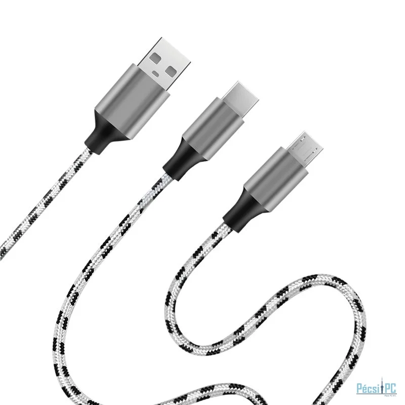 Logilink USB 2.0 USB-A/M to Micro-USB + USB-C cable 1,2m White/Black