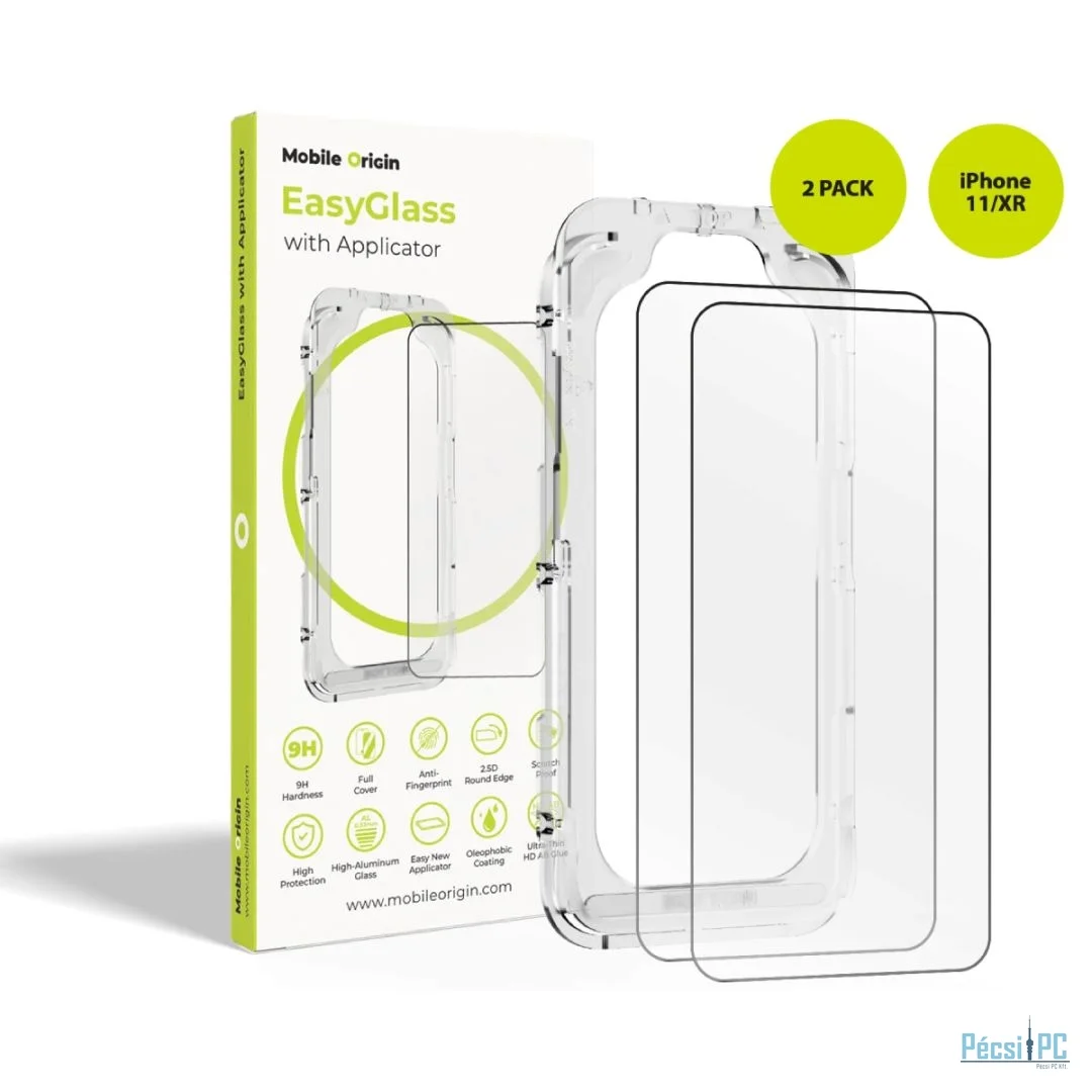 Mobile Origin EasyGlass with Applicator for iPhone 11/XR 2 pack