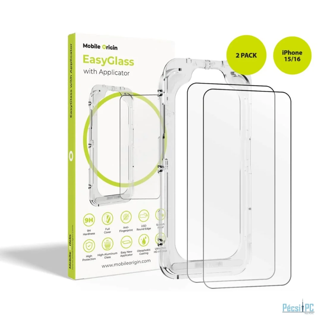 Mobile Origin EasyGlass with Applicator for iPhone 15/16 2 pack