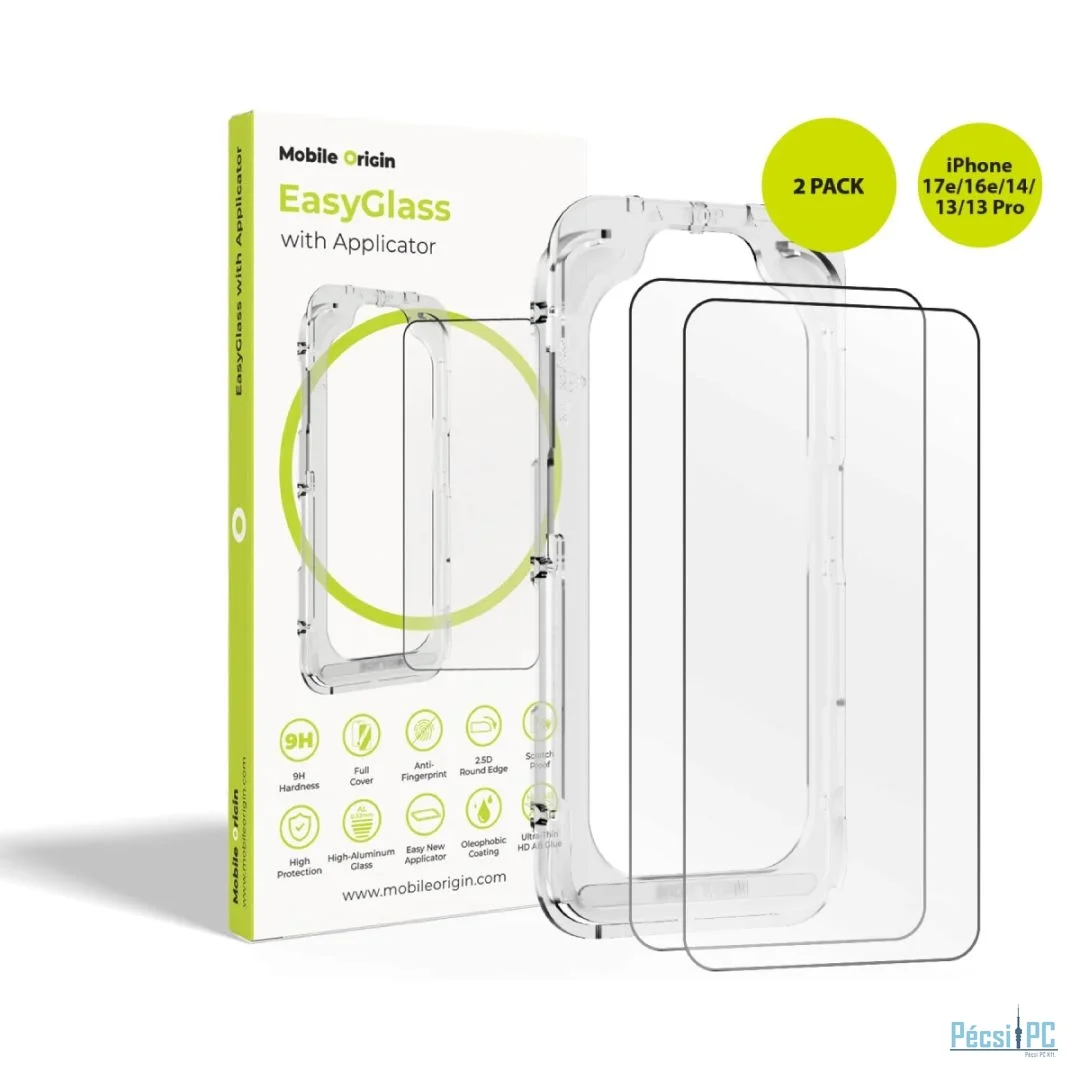 Mobile Origin EasyGlass with Applicator for iPhone 17e/16e/14/13/13 Pro 2 pack