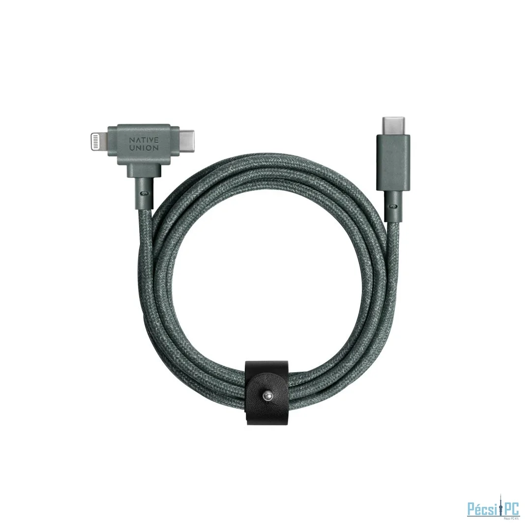 Native Union Belt Cable Duo USB-C to USB-C, Lightning 1,5m Slate Green