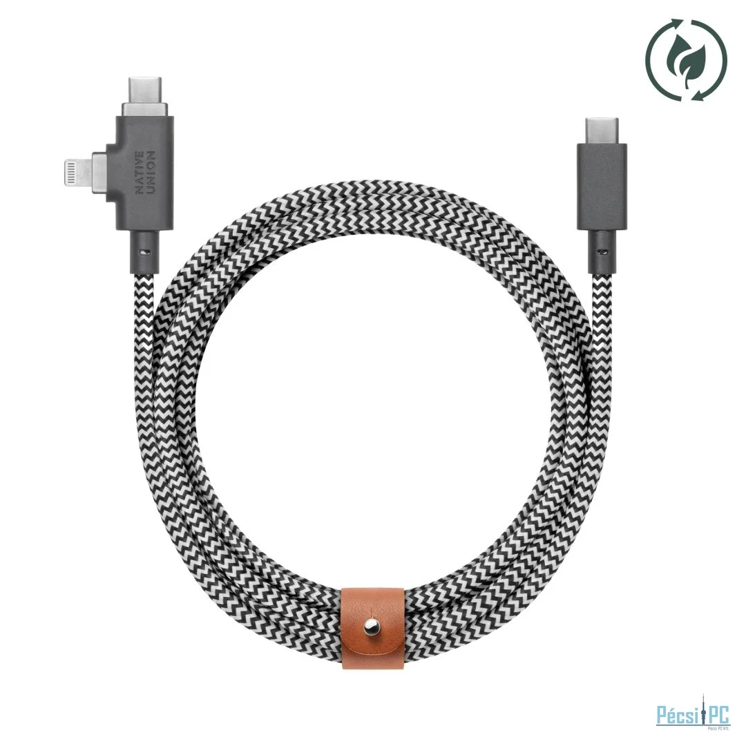 Native Union Belt Duo Pro USB-C to USB-C, Lightning cable 2,4m Zebra