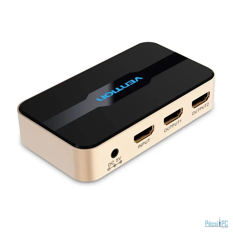 Vention 1 In 2 Out HDMI Splitter 4K@30Hz Gold Aluminum Alloy Type