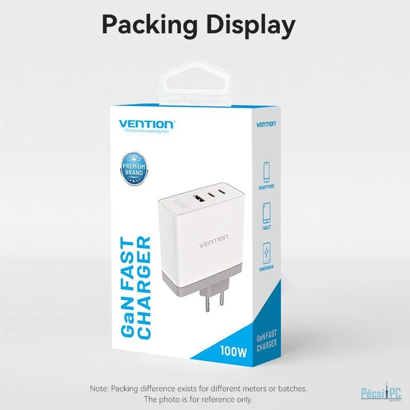 Vention 3-Port USB-C Charger White