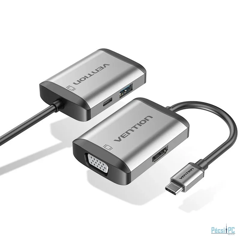Vention  4-in-1 USB-C Docking Station Grey