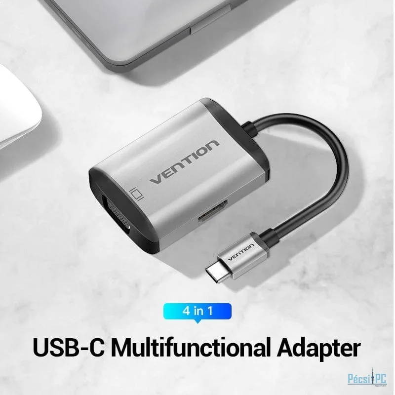 Vention  4-in-1 USB-C Docking Station Grey