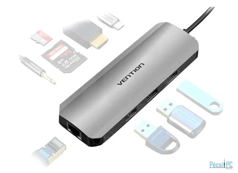 Vention 9-in-1 USB-C Docking Station Grey