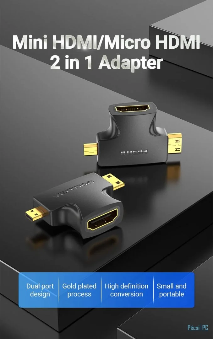 Vention AGFB0 2in1 HDMI and MiniHDMI/MircoHDMI Adapter Black