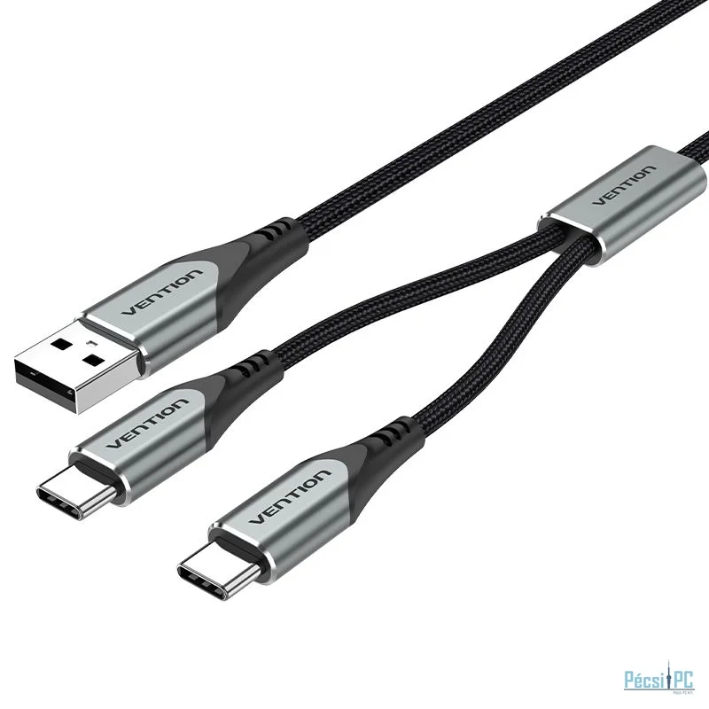 Vention USB 2.0 A to 2xUSB-C Cable 0,5m Silver/Black