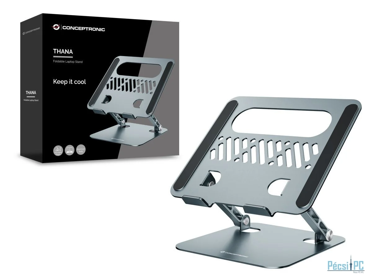 Conceptronic  THANA10G Foldable Laptop Stand Adjustable Height Grey