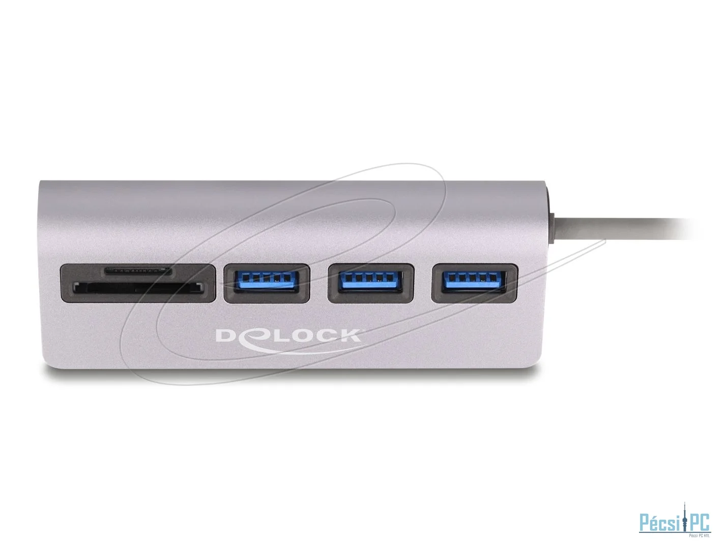 DeLock 3 Port USB 5 Gbps Hub including SD and Micro SD Card Reader with USB Type-C connector Silver