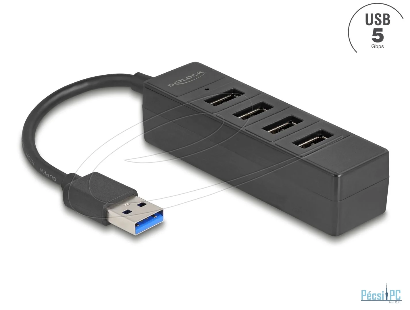 DeLock 4-portos USB3.0 HUB Black