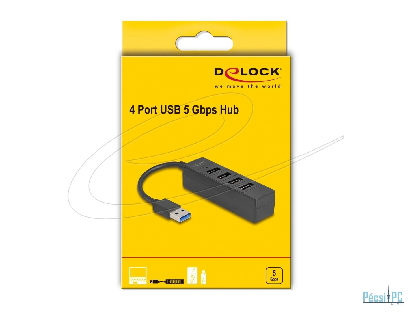 DeLock 4-portos USB3.0 HUB Black