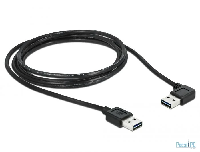 DeLock Cable EASY-USB 2.0 Type-A male > EASY-USB 2.0 Type-A male angled left / right 2m Black