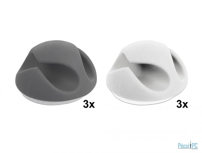 DeLock Cable Holder with 2 feed-throughs Set 6 pieces