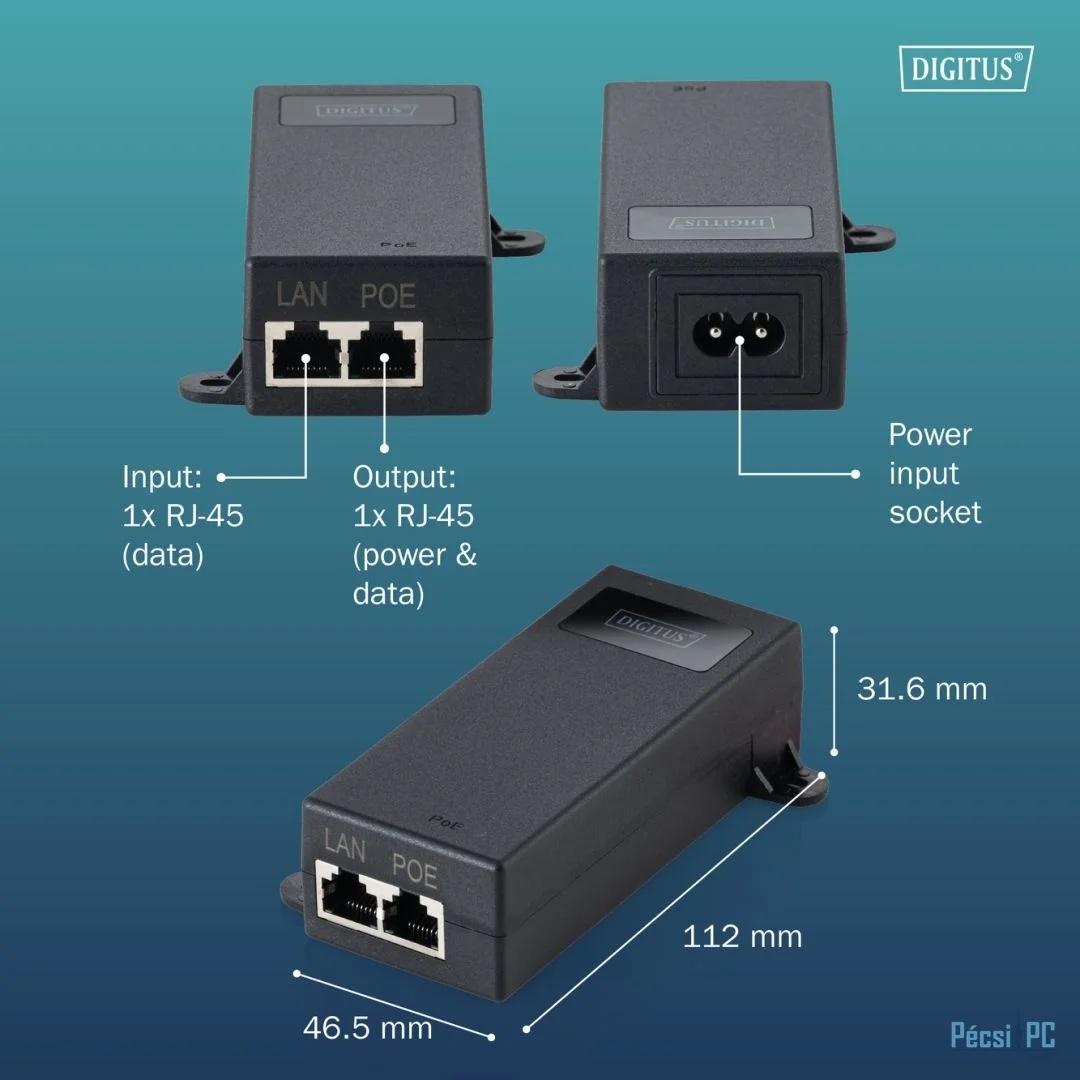 Digitus Gigabit Ethernet PoE++ Injektor 802.3bt