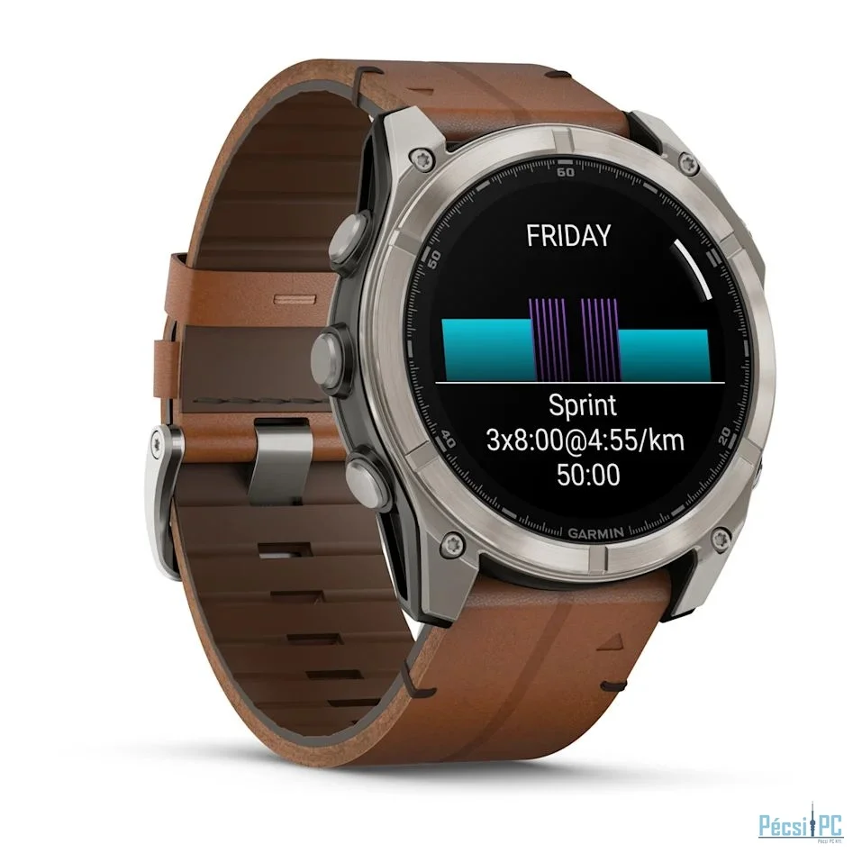 Garmin fenix 8 51mm AMOLED Sapphire, Titanium with Chestnut Leather Band