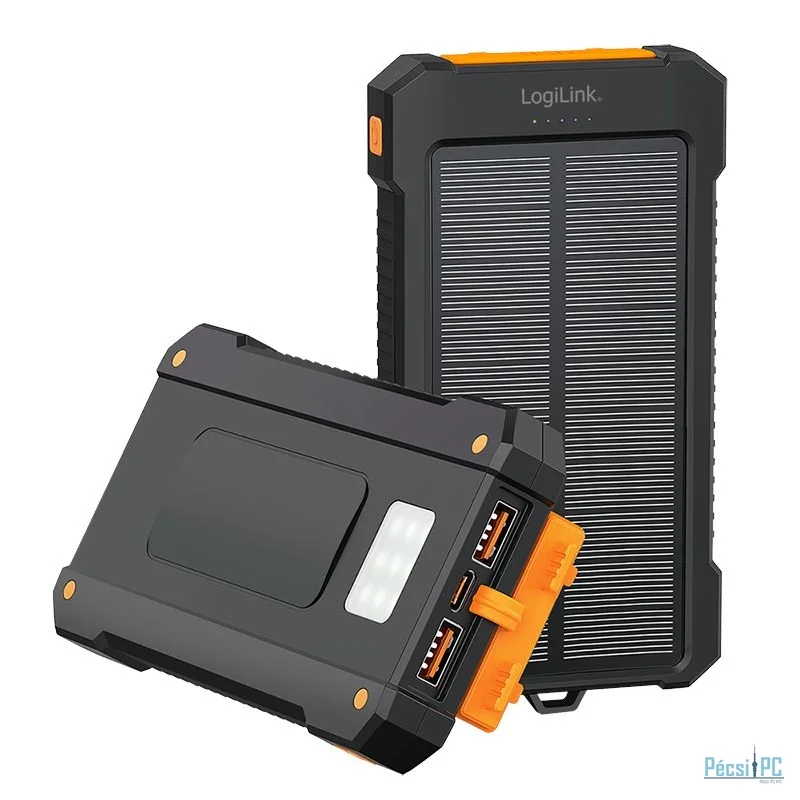 Logilink Solar LED Light 10000 mAh Power Bank Black/Orange