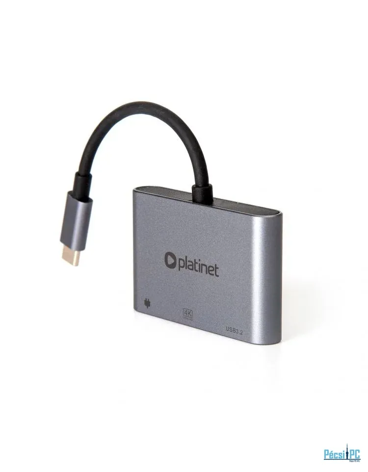 Platinet USB-C 3.2 Gen2 10GB/S Media Hub 3in1 HDMI 4K USB-A 3.2 USB-C PD 100W Aluminium
