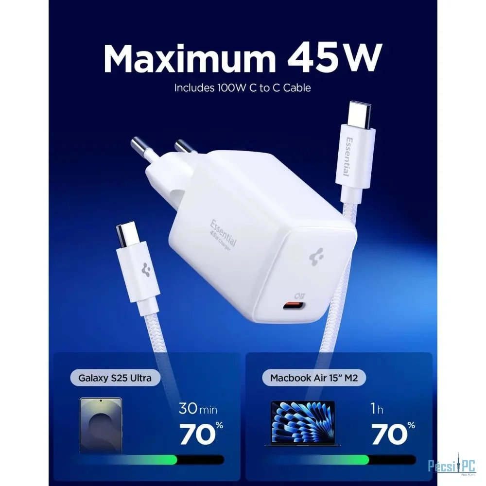 Spigen Essential 45W Wall Charger White