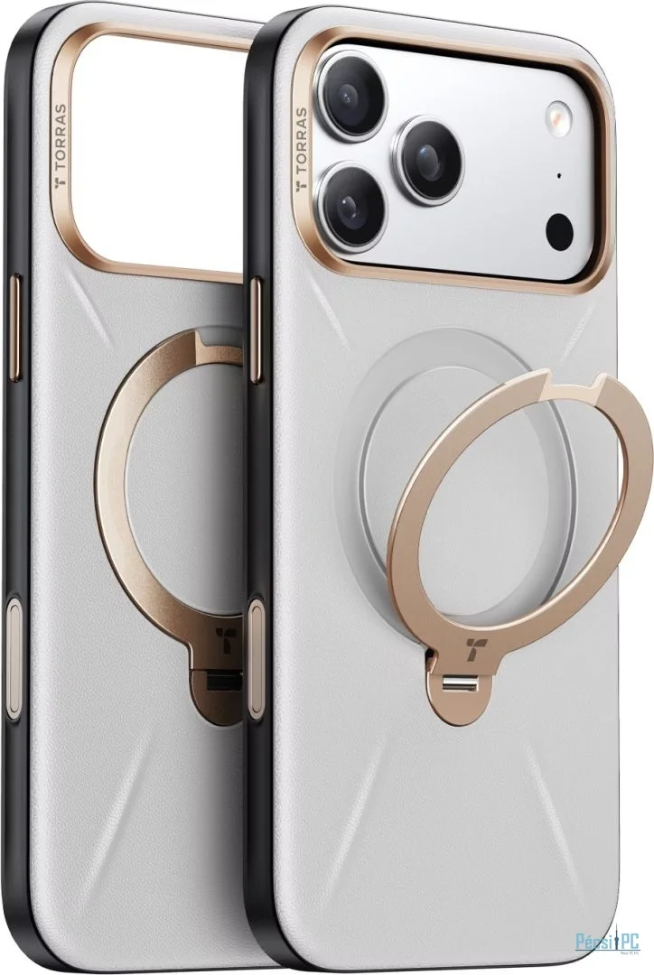 Torras Ostand Q3 Vegskin case for iPhone 17 Pro Max Pearl Grey