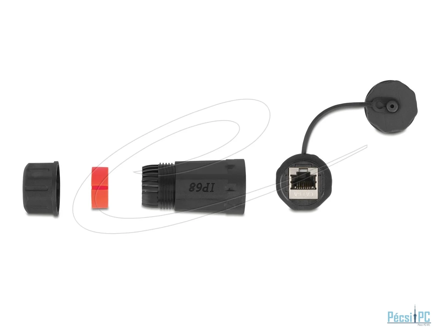 DeLock Cable Connector RJ45 jack to RJ45 jack Cat.6A with housing and protective cap waterproof