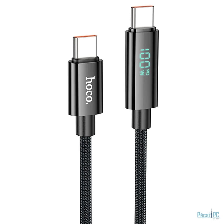 Hoco U125 Benefit 100W charging data cable with display USB-C to USB-C 1,2m Black