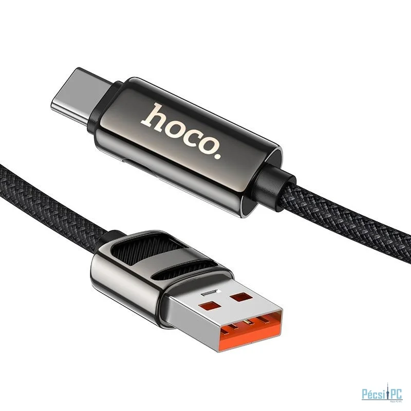 Hoco U137 USB-A to USB-C 66W charging data cable with display 1,2m Black