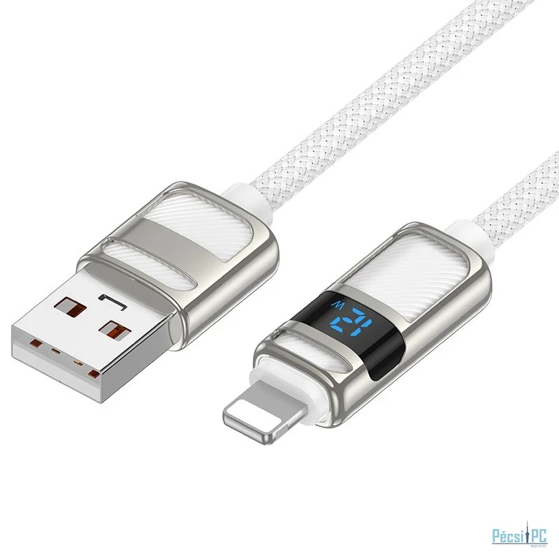 Hoco U137 USB-A to USB-C charging data cable with display 1,2m White