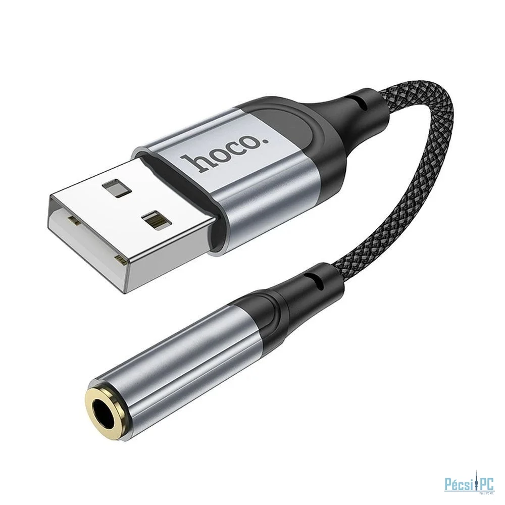 Hoco USB-A 3,5mm Jack Audio Adapter Black/Silver
