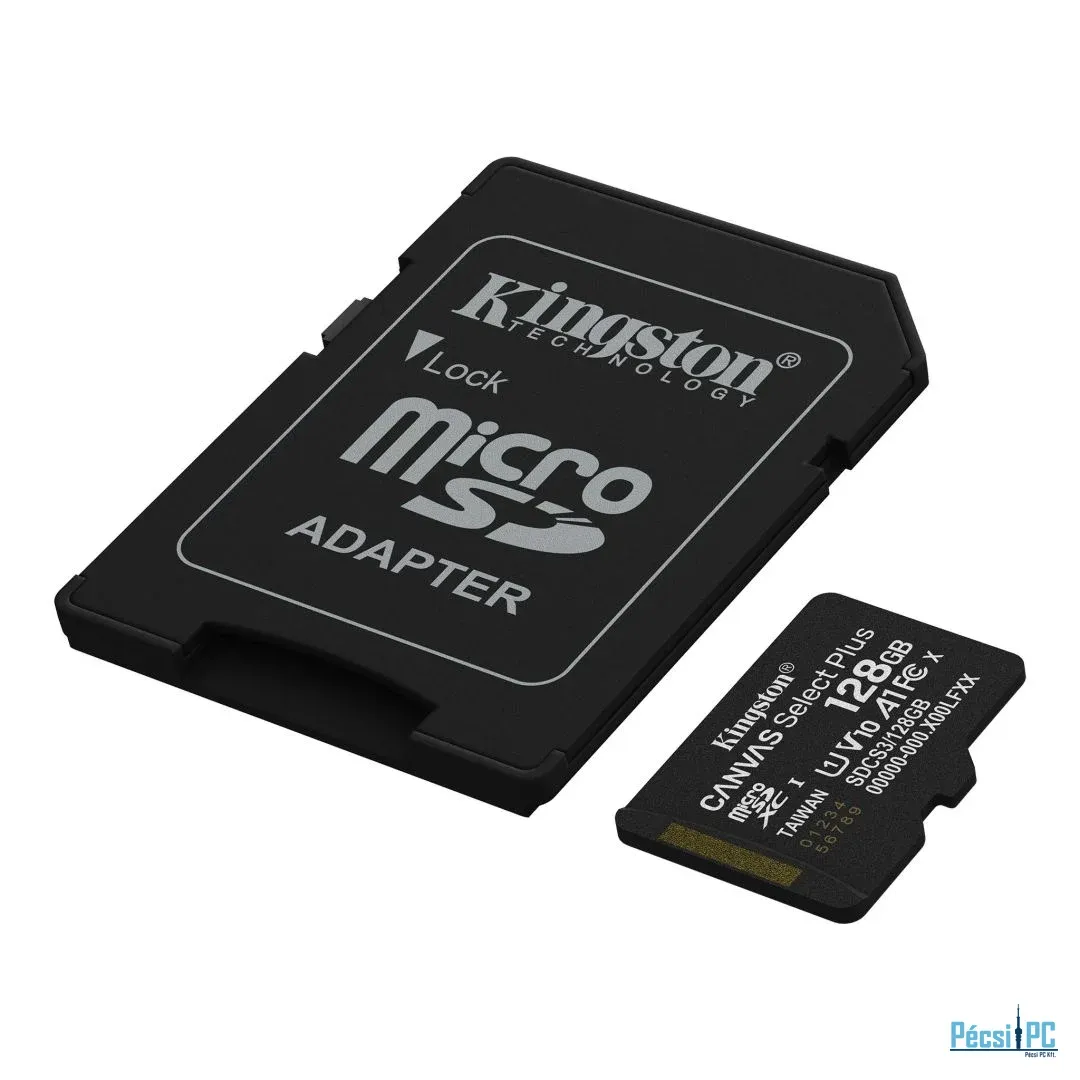 Kingston 128GB microSDXC Canvas Select Plus Gen3 Class 10 UHS-1 A1 V10 + adapterrel