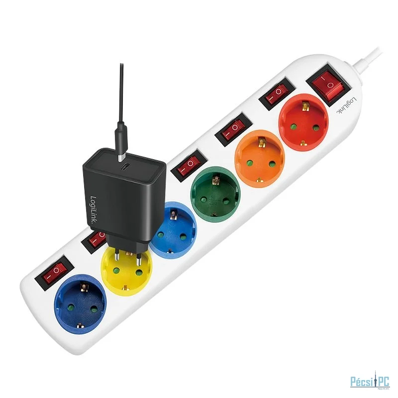 Logilink Hálózati Elosztó Kapcsolóval 6DIN 1,5m Multicolor