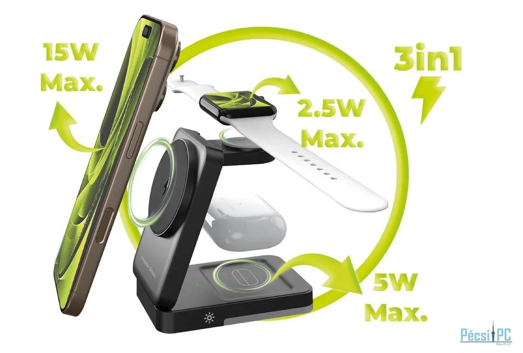 Mobile Origin 3in1 Foldable Charging Stand with light  PW28 Black