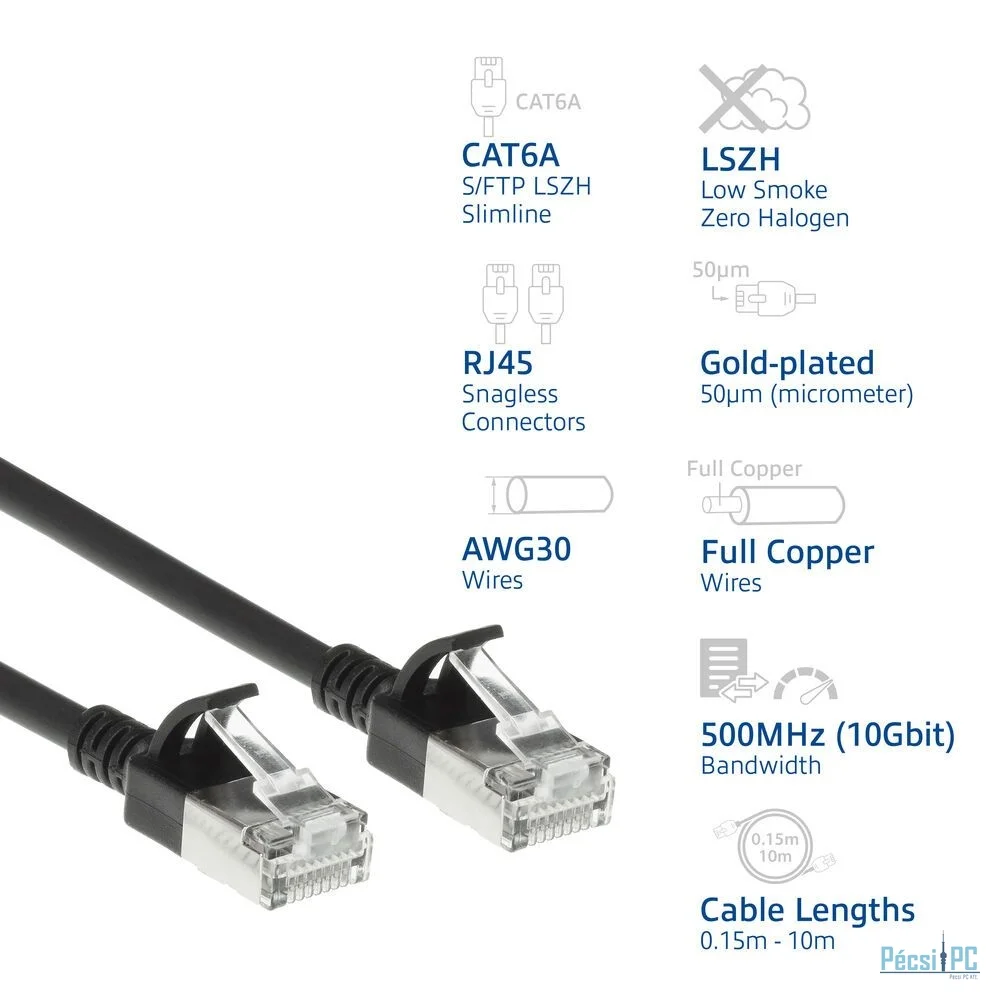 ACT CAT6A S-FTP Patch Cable 2m Black