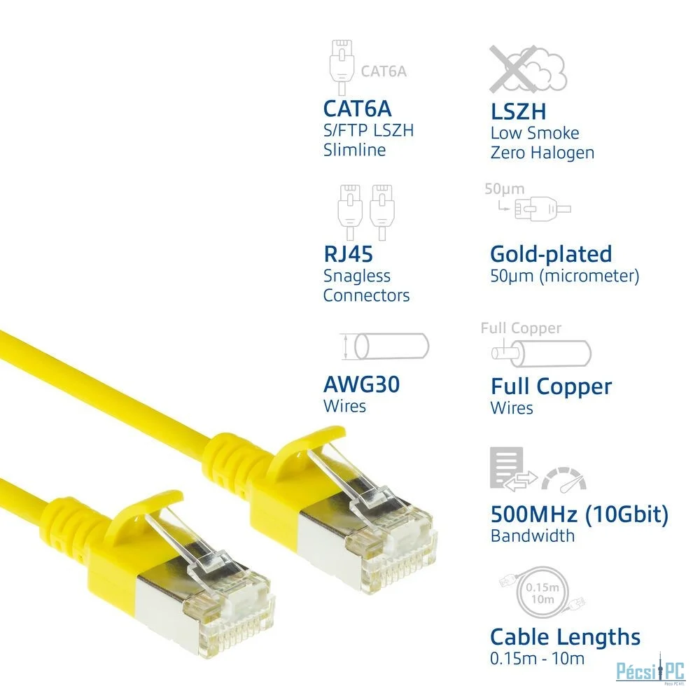 ACT CAT6A S-FTP Patch Cable 5m Yellow