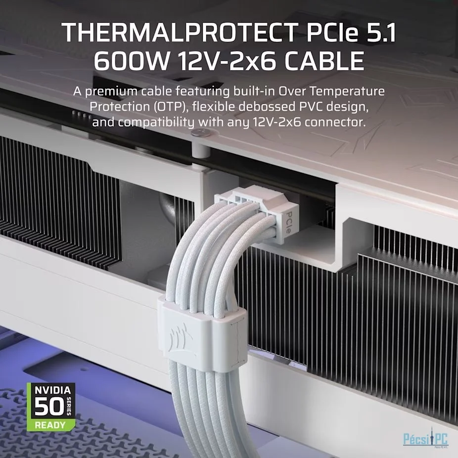 Corsair ThermalProtect PCIe 5.1 600W 12V-2x6 Cable White